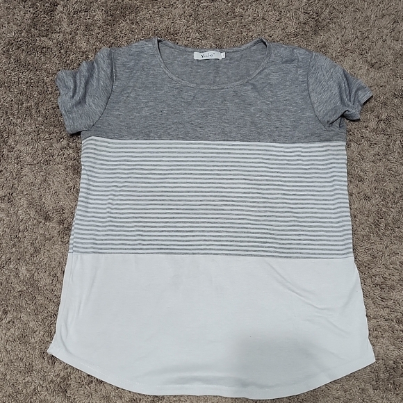 Gray and White Striped Tee - Picture 1 of 1